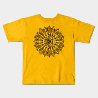 Vintage Contour Ornaments Mandala black Kids T-Shirt